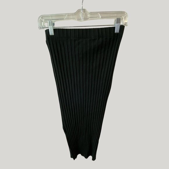 Simon Miller Akuma Rib-Knit Skirt Black Pleated Side Slit Sz Small Ribbed Basics - Picture 6 of 9